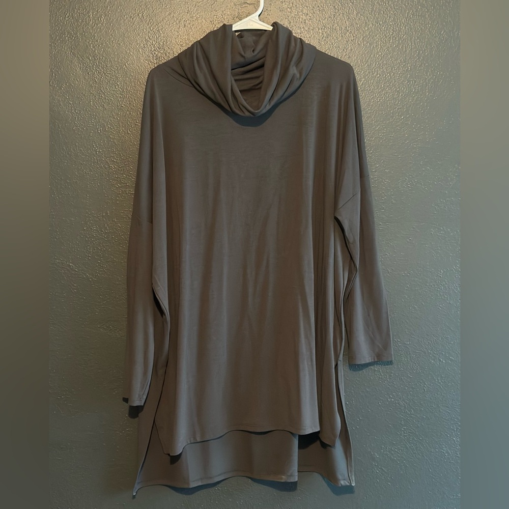 Zenana Outfitters Charcoal Cowl Neck Sweater